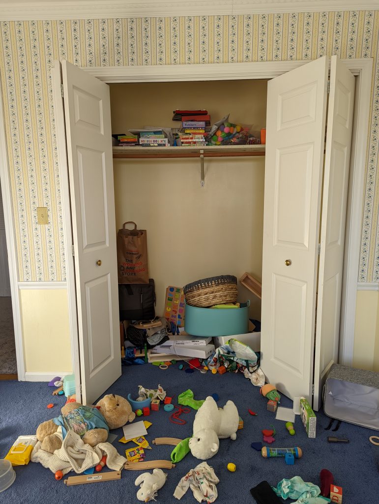 toddler closet before organizing our closets